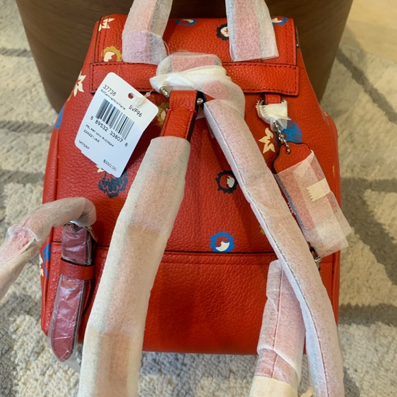 NWT Coach Mini Turnlock Women's Rucksack- Red Multicolor backpack - Picture 4 of 8